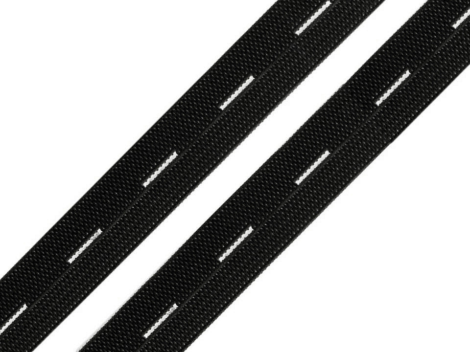 Elastic cu butoniere, lățime 20 mm - Negru (30 Metri)