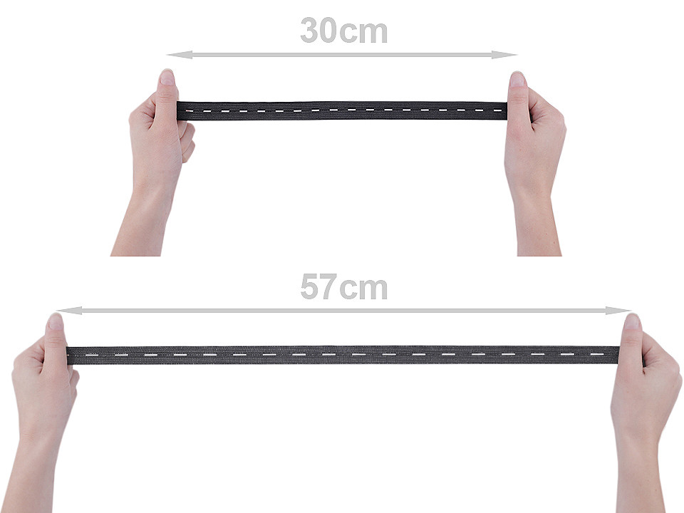 Elastic cu butoniere, lățime 20 mm - Negru (30 Metri)