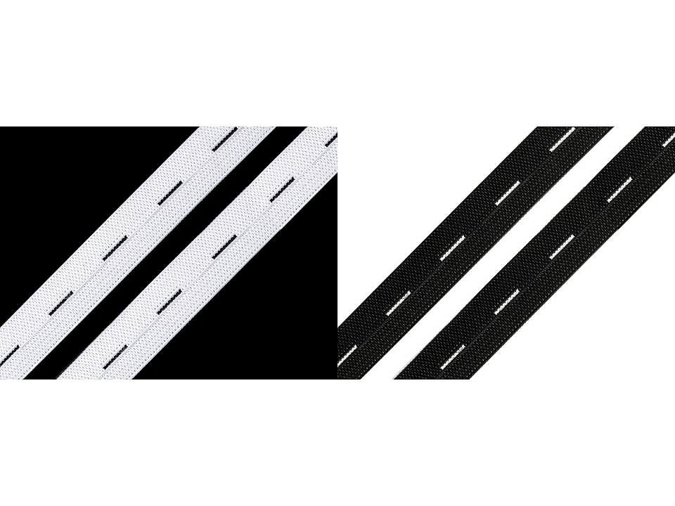 Elastic cu butoniere, lățime 20 mm - Negru (30 Metri)