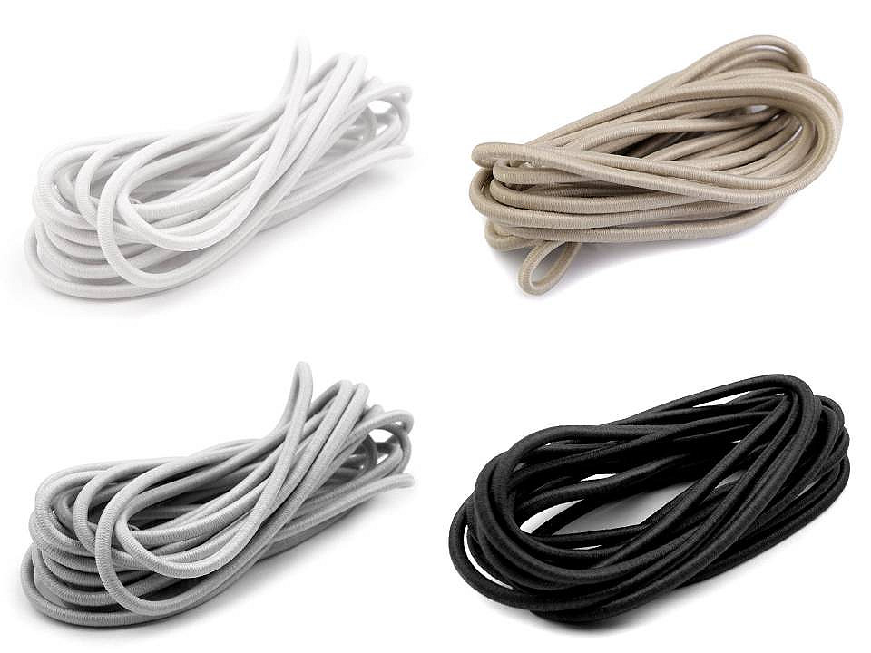 Elastic rotund, ø3 mm, 3 m/buc - Alb (1 Buchet)