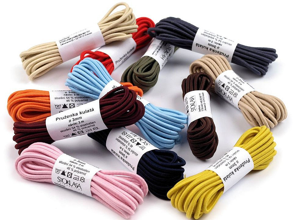 Elastic rotund, ø3 mm, 3 m/buc - Alb (1 Buchet)