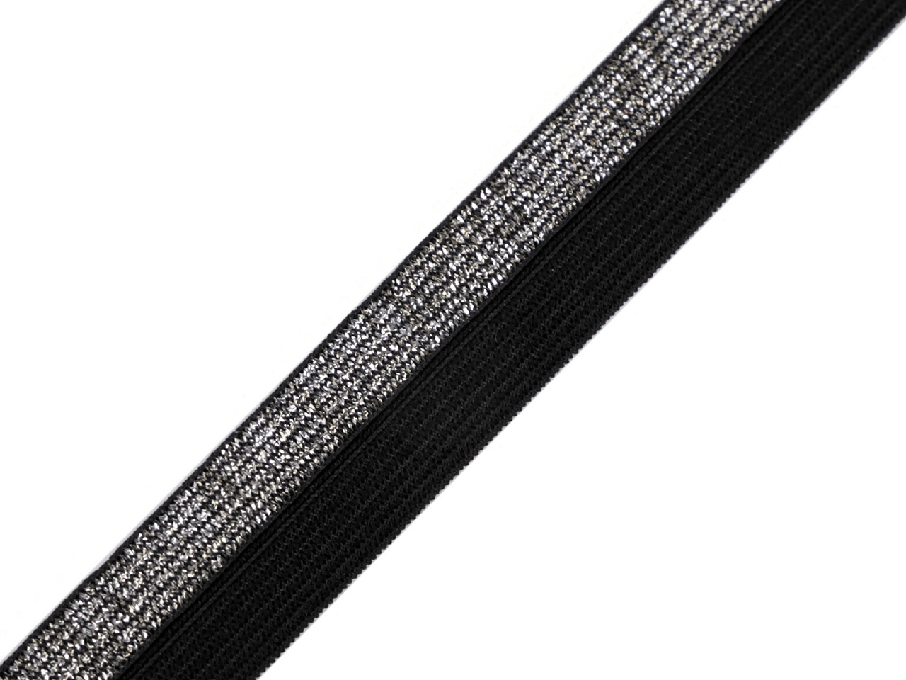 Elastic bias cu lurex, lățime 17 mm - Gri neutral (25 Metri)
