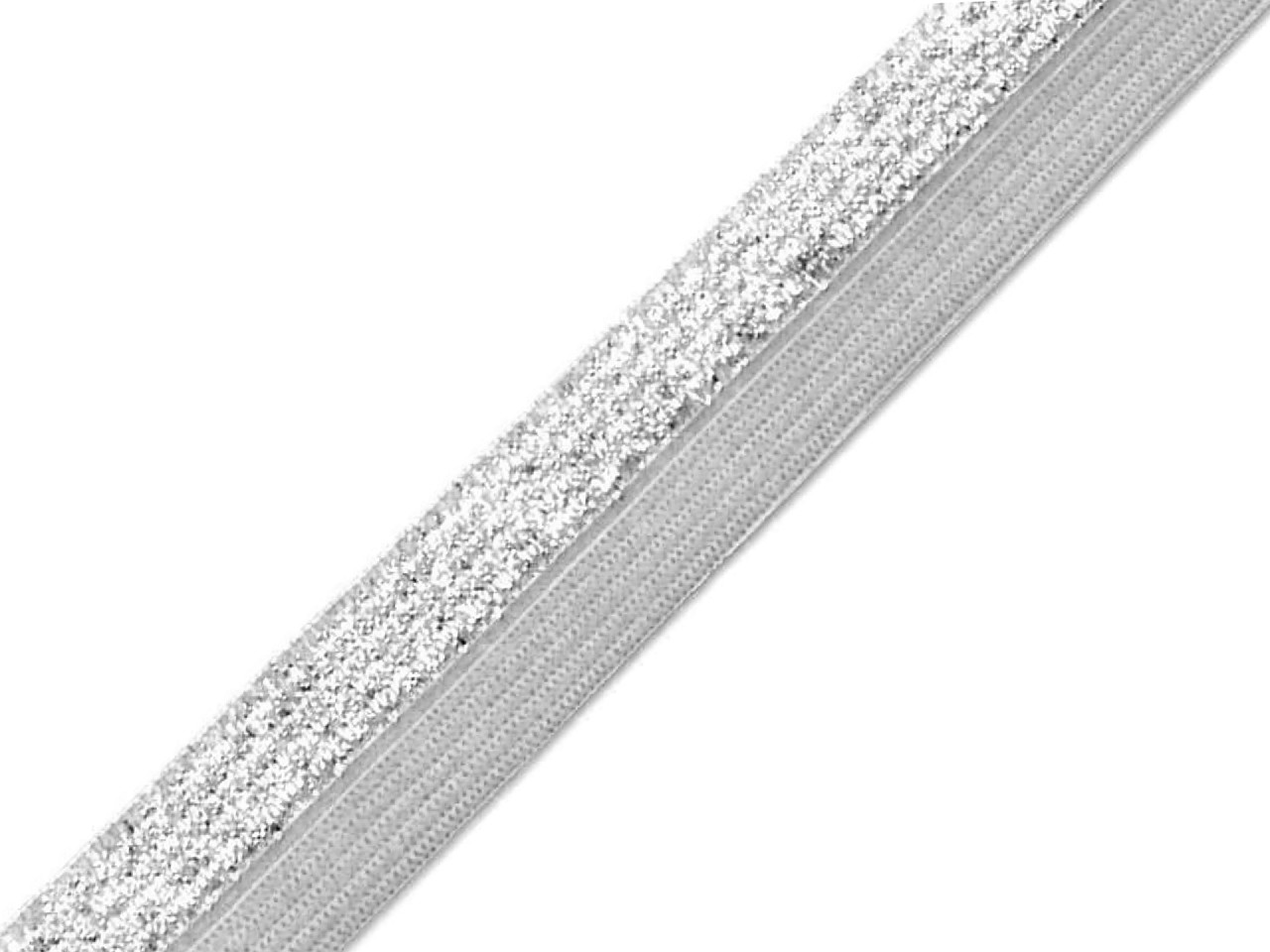 Elastic bias cu lurex, lățime 17 mm - Gri neutral (25 Metri)