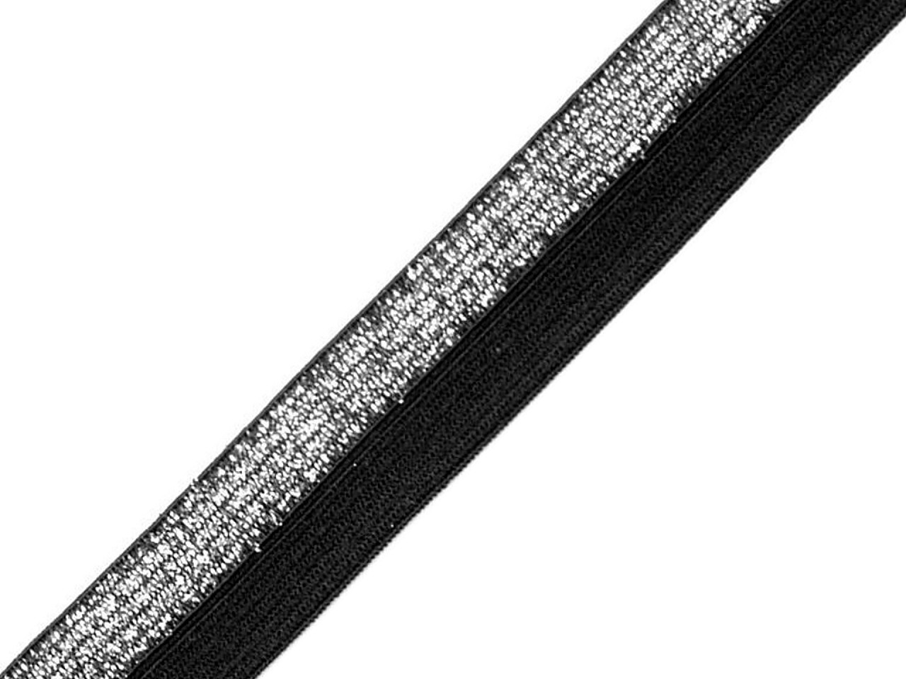 Elastic bias cu lurex, lățime 17 mm - Gri neutral (25 Metri)