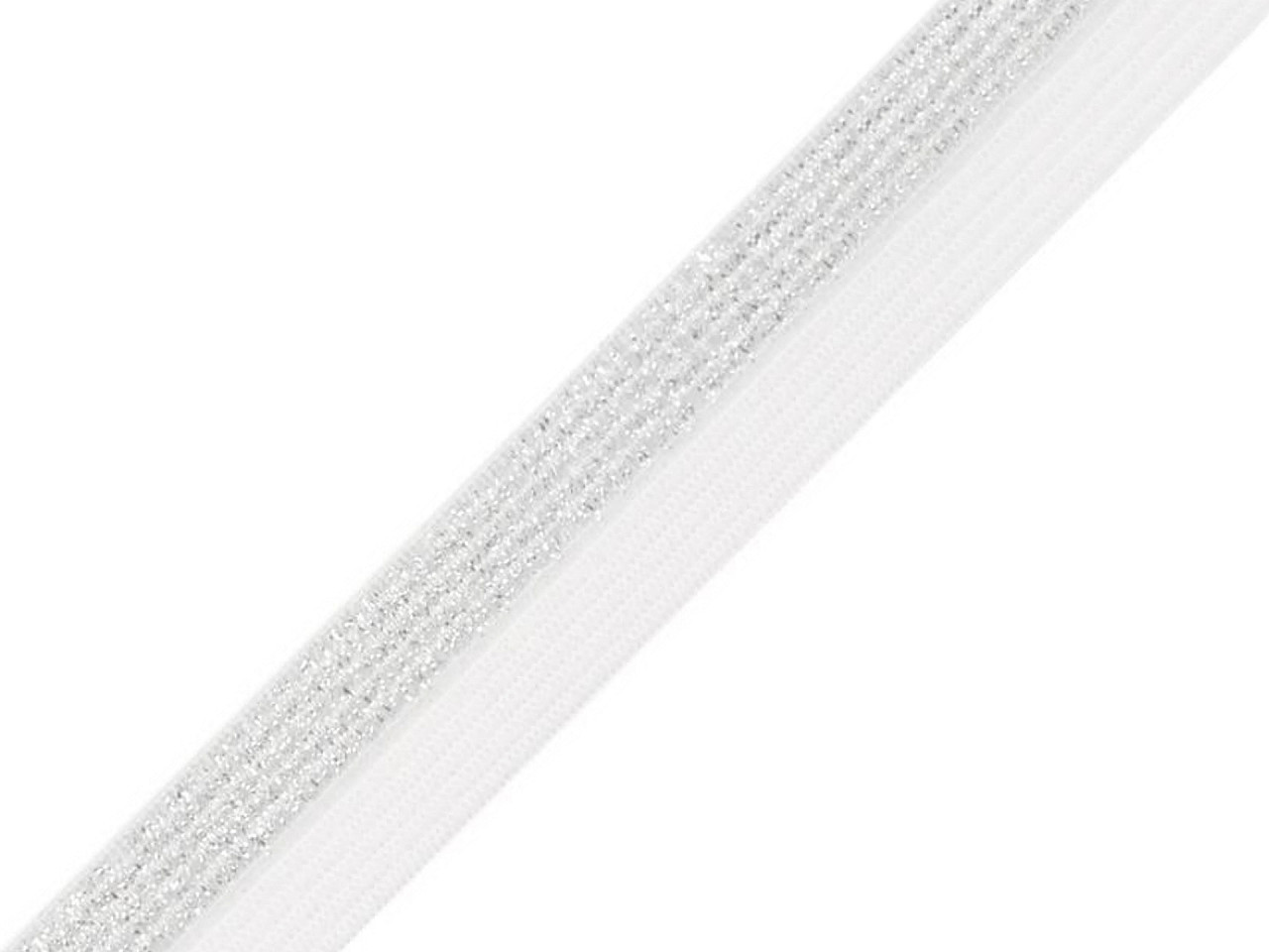Elastic bias cu lurex, lățime 17 mm - Gri neutral (25 Metri)