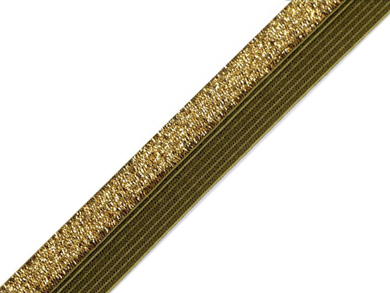 Elastic bias cu lurex, lățime 17 mm - Gri neutral (25 Metri)