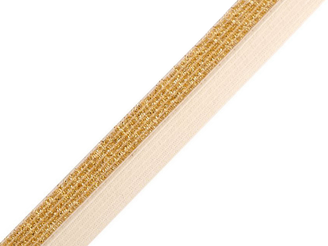 Elastic bias cu lurex, lățime 17 mm - Gri neutral (25 Metri)