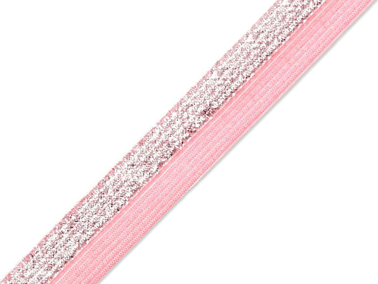 Elastic bias cu lurex, lățime 17 mm - Gri neutral (25 Metri)
