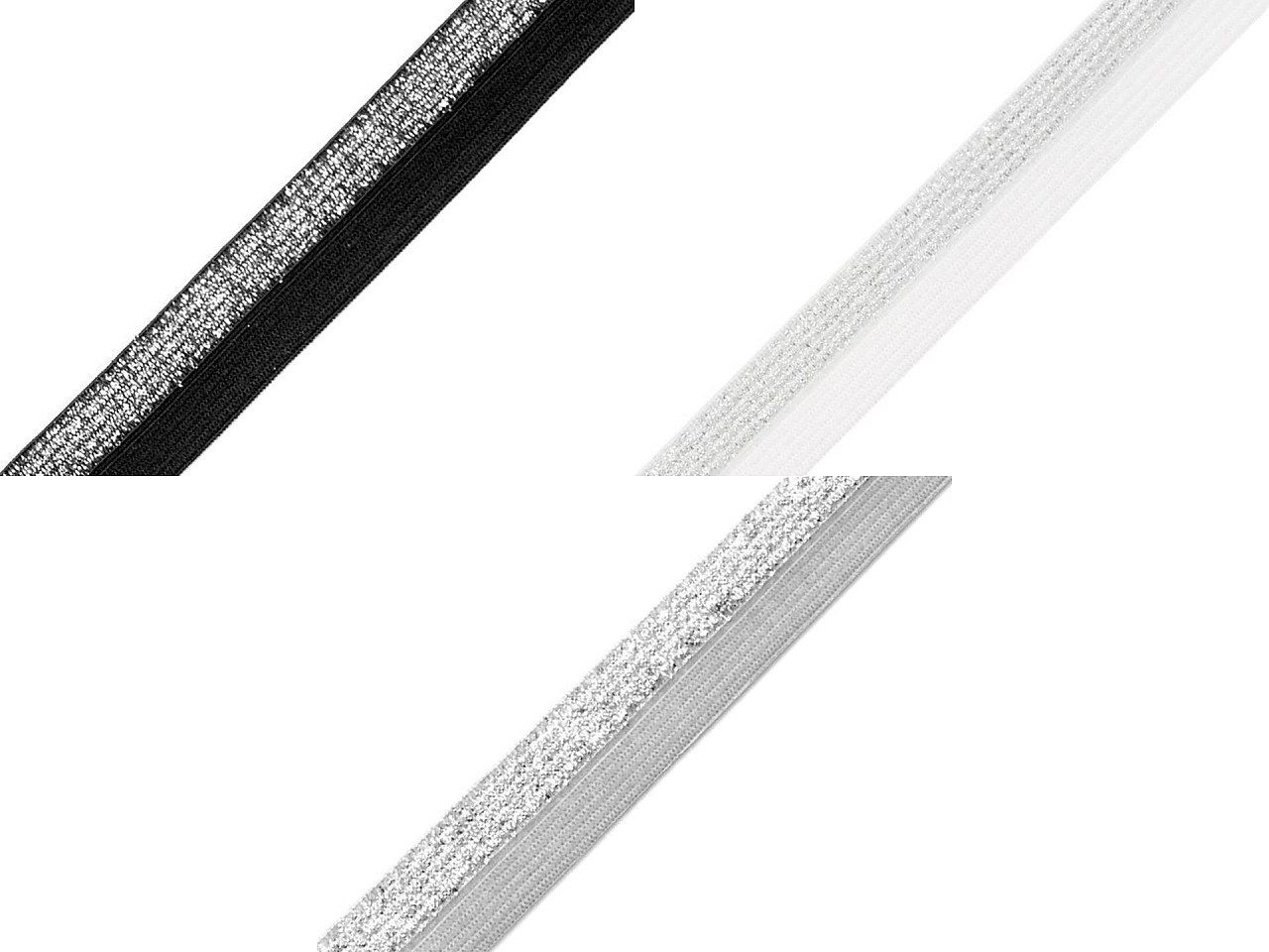 Elastic bias cu lurex, lățime 17 mm - Gri neutral (25 Metri)