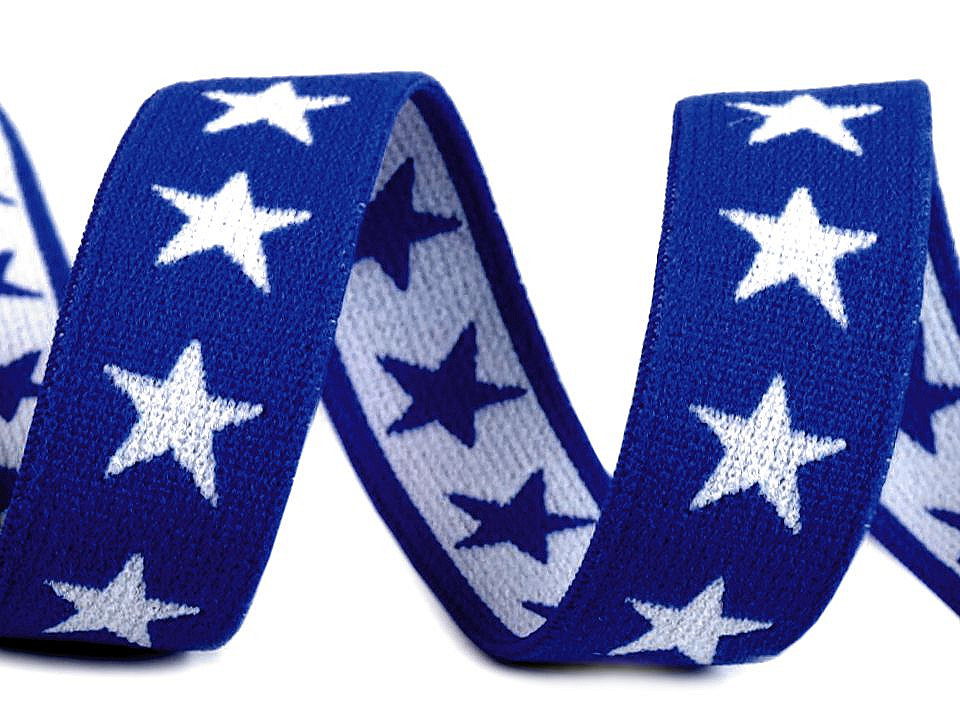 Elastic lat țesut, model steluțe, lățime 20 mm - Gri deschis (1 Metru)