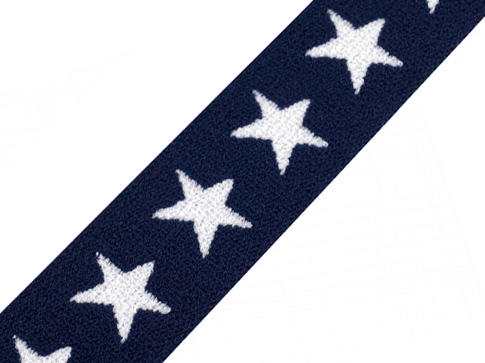 Elastic lat țesut, model steluțe, lățime 20 mm - Gri deschis (1 Metru)