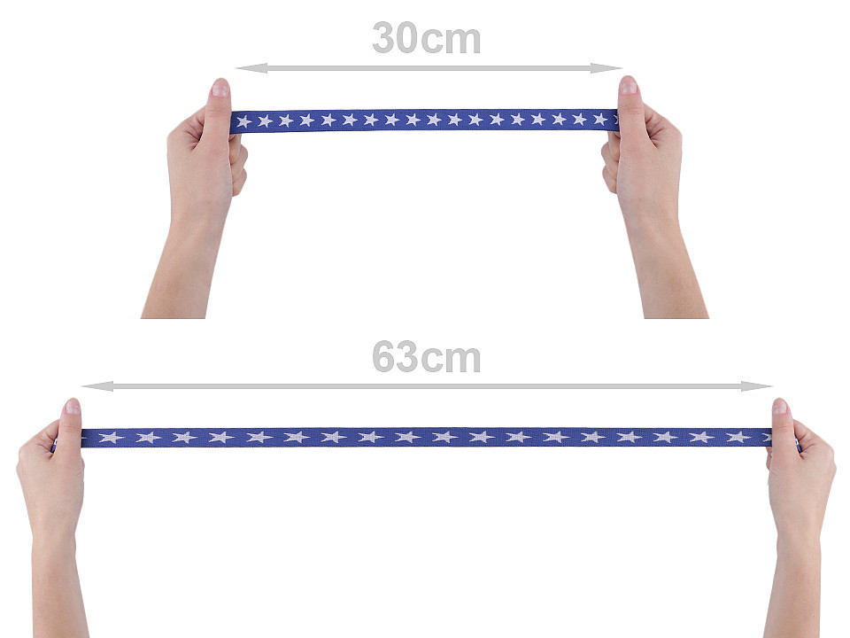 Elastic lat țesut, model steluțe, lățime 20 mm - Gri deschis (1 Metru)