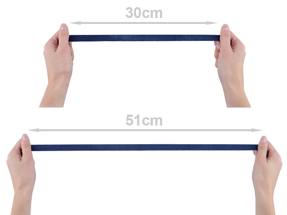 Elastic catifelat, lățime 16 mm - Negru (1 Metru)