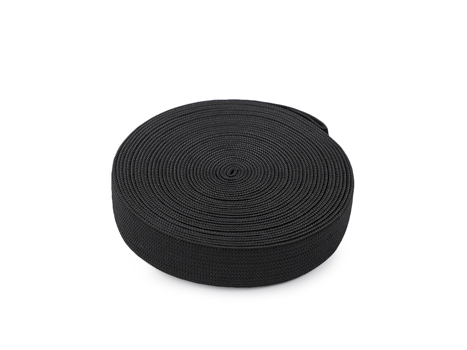 Elastic lat, lățime 19 mm - Negru (1 Metru)