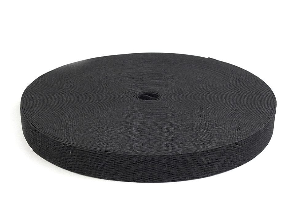 Elastic lat, lățime 19 mm - Negru (1 Metru)