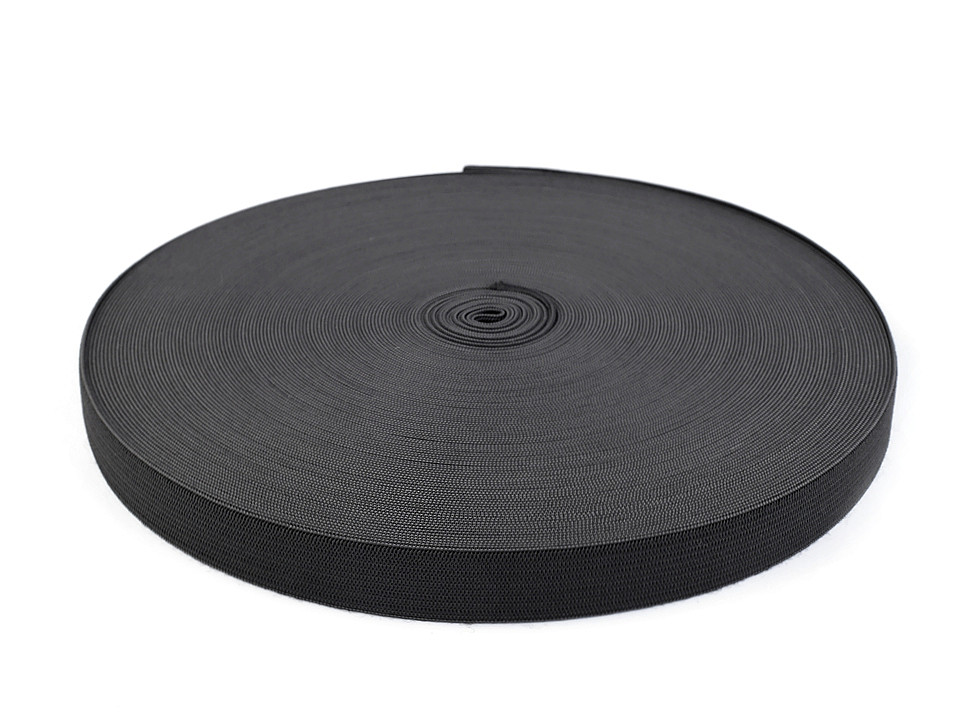 Elastic lat, lățime 20 mm - Negru (25 Metri)