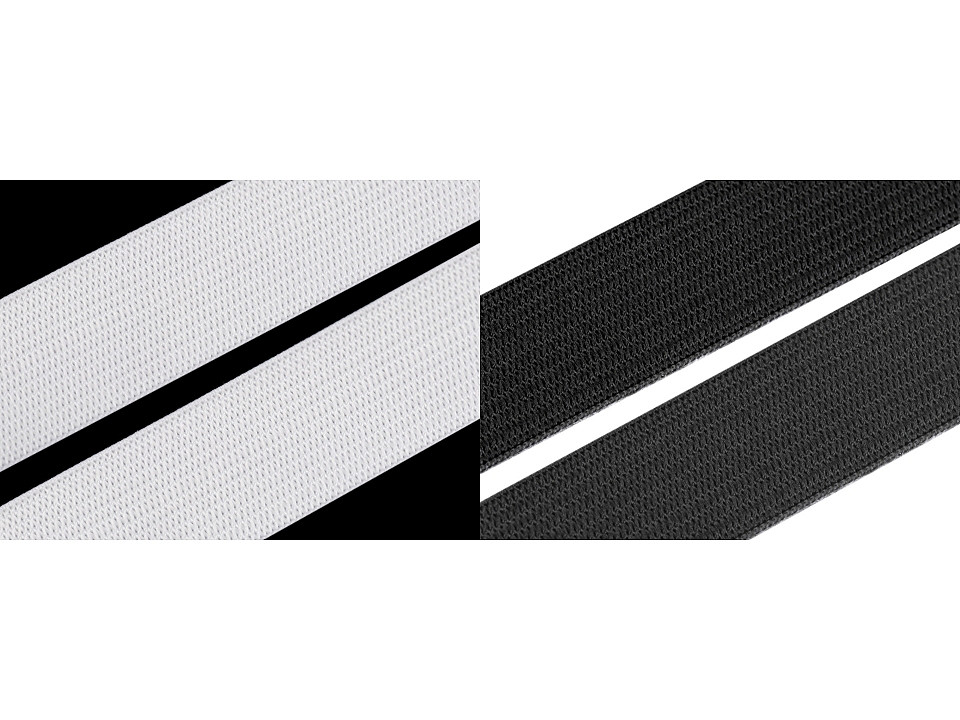 Elastic lat, lățime 20 mm - Negru (25 Metri)
