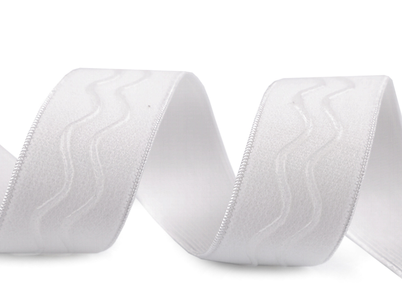 Elastic decorativ cu bandă siliconică, lățime 30 mm - Alb lăptos (1 Metru)