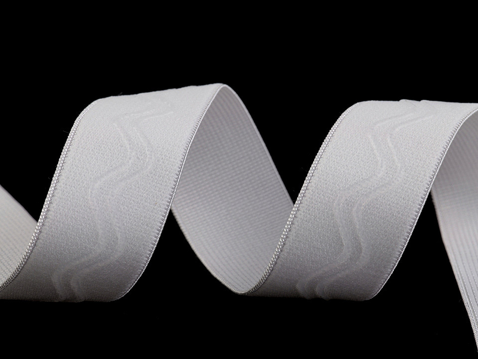 Elastic decorativ cu bandă siliconică, lățime 30 mm - Alb lăptos (1 Metru)