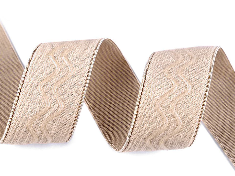 Elastic decorativ cu bandă siliconică, lățime 30 mm - Alb lăptos (1 Metru)