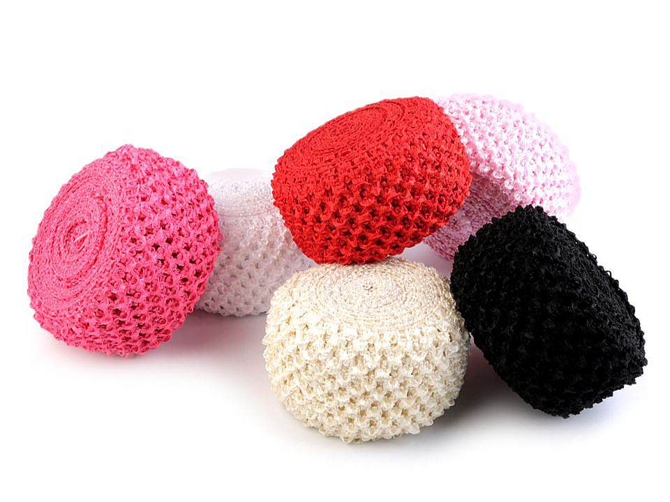 Bandă elastica croșetată tutu, lățime 7 cm - Roșu (1 Metru)