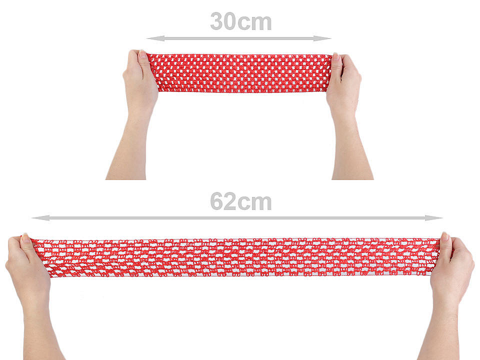 Bandă elastica croșetată tutu, lățime 7 cm - Roșu (1 Metru)
