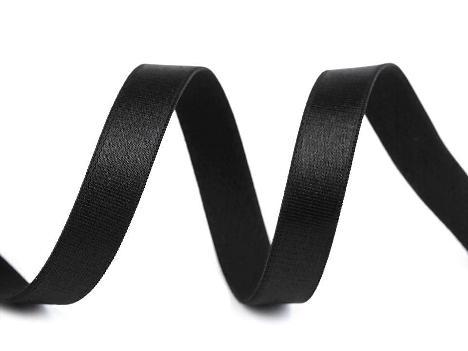 Elastic satinat / bretele sutien, lățime 12 mm - Negru (1 Metru)