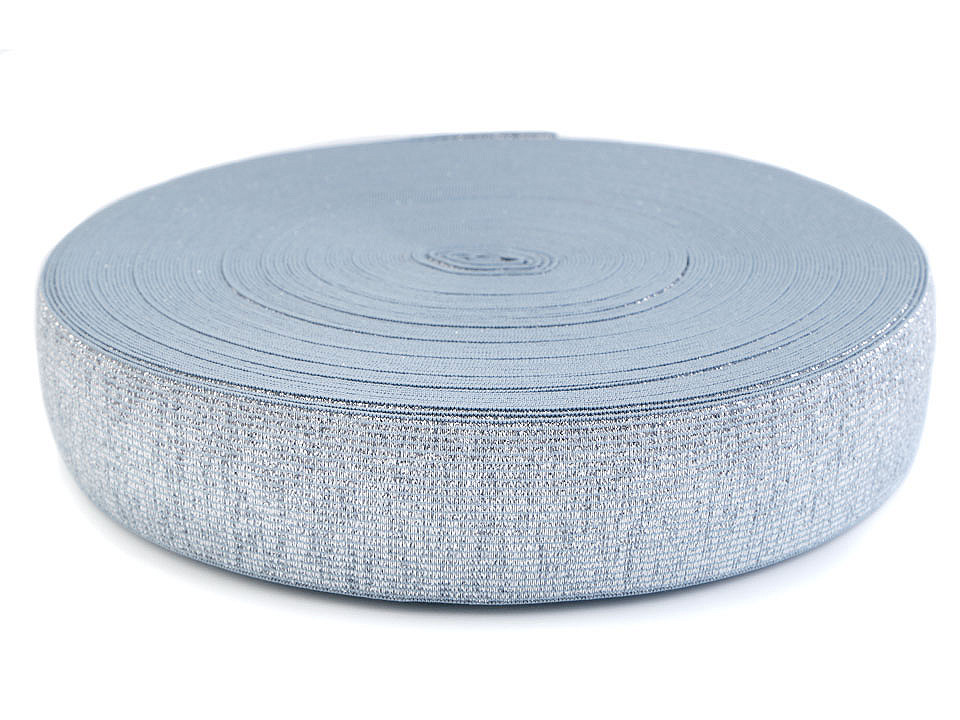 Elastic cu lurex, lățime 40 mm - Alb (1 Metru)