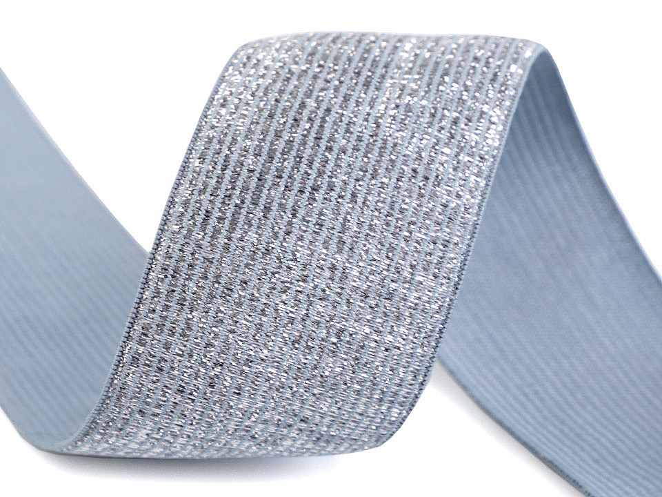 Elastic cu lurex, lățime 40 mm - Alb (1 Metru)