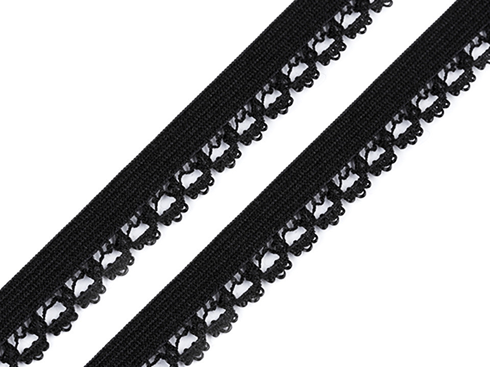 Elastic decorativ, lățime 15 mm - Negru (20 Metri)