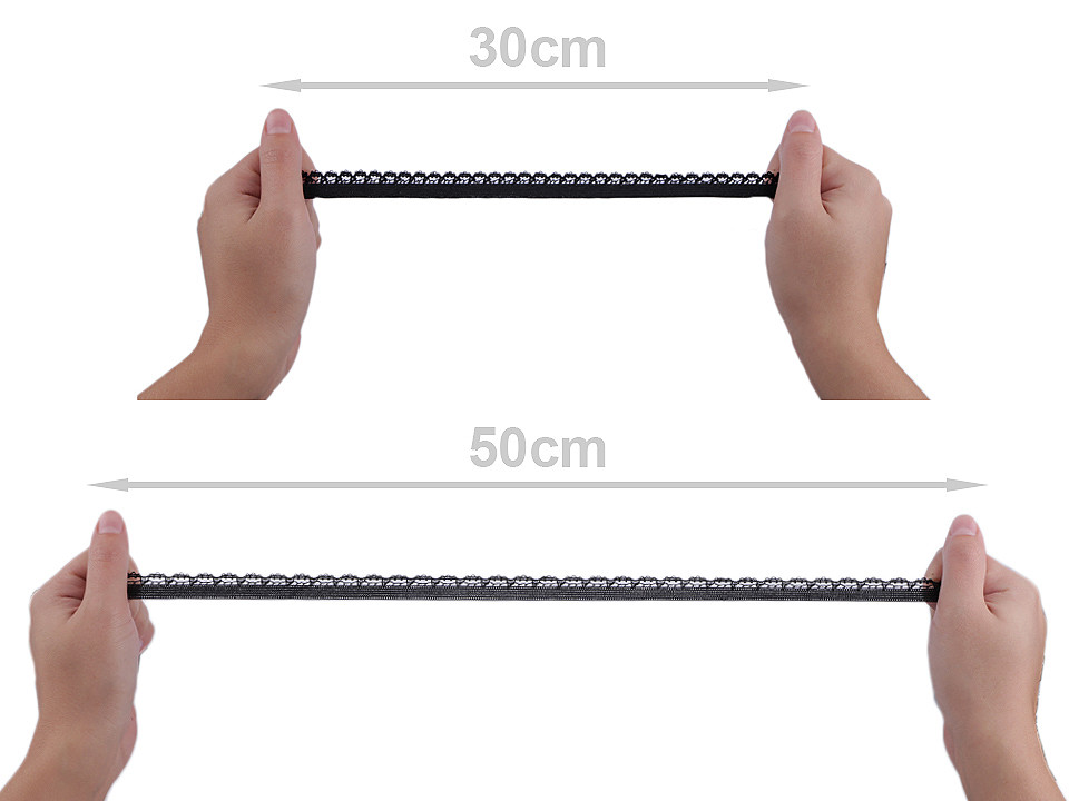 Elastic decorativ, lățime 15 mm - Negru (20 Metri)