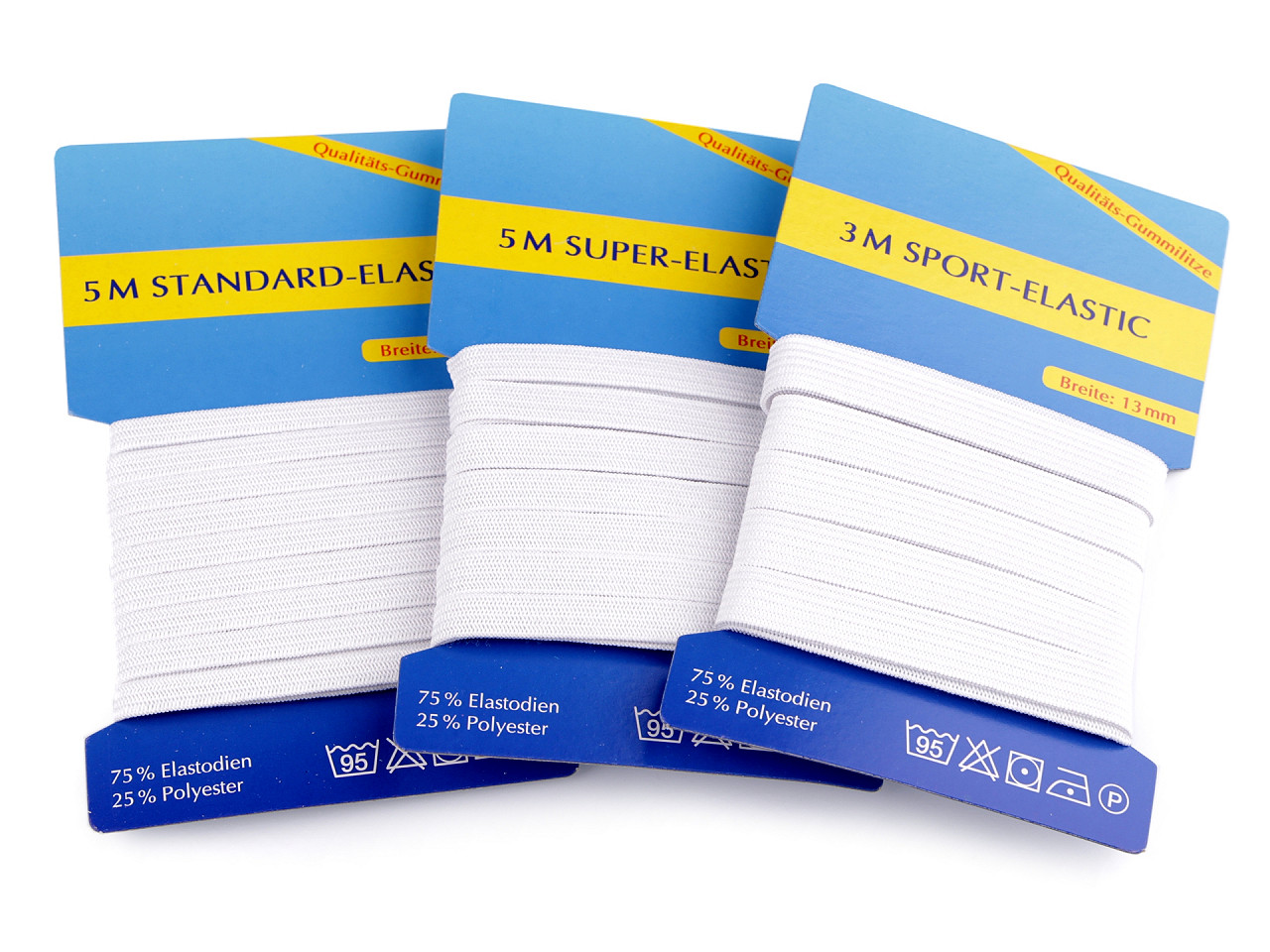 Elastic simplu confecții, lățime 6; 8; 13 mm - set - Alb (1 Set)