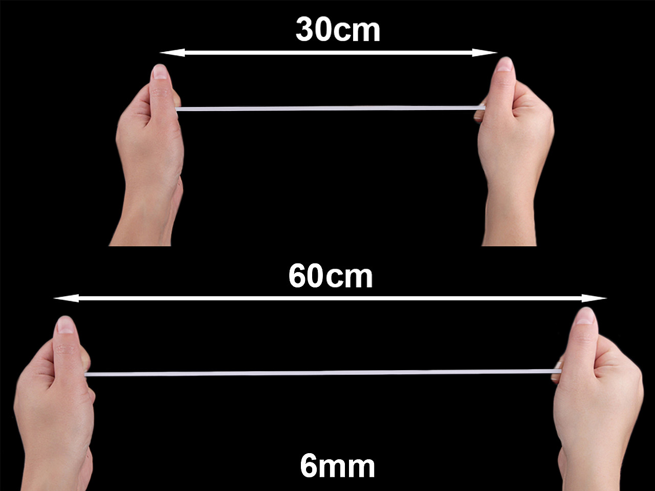 Elastic simplu confecții, lățime 6; 8; 13 mm - set - Alb (1 Set)