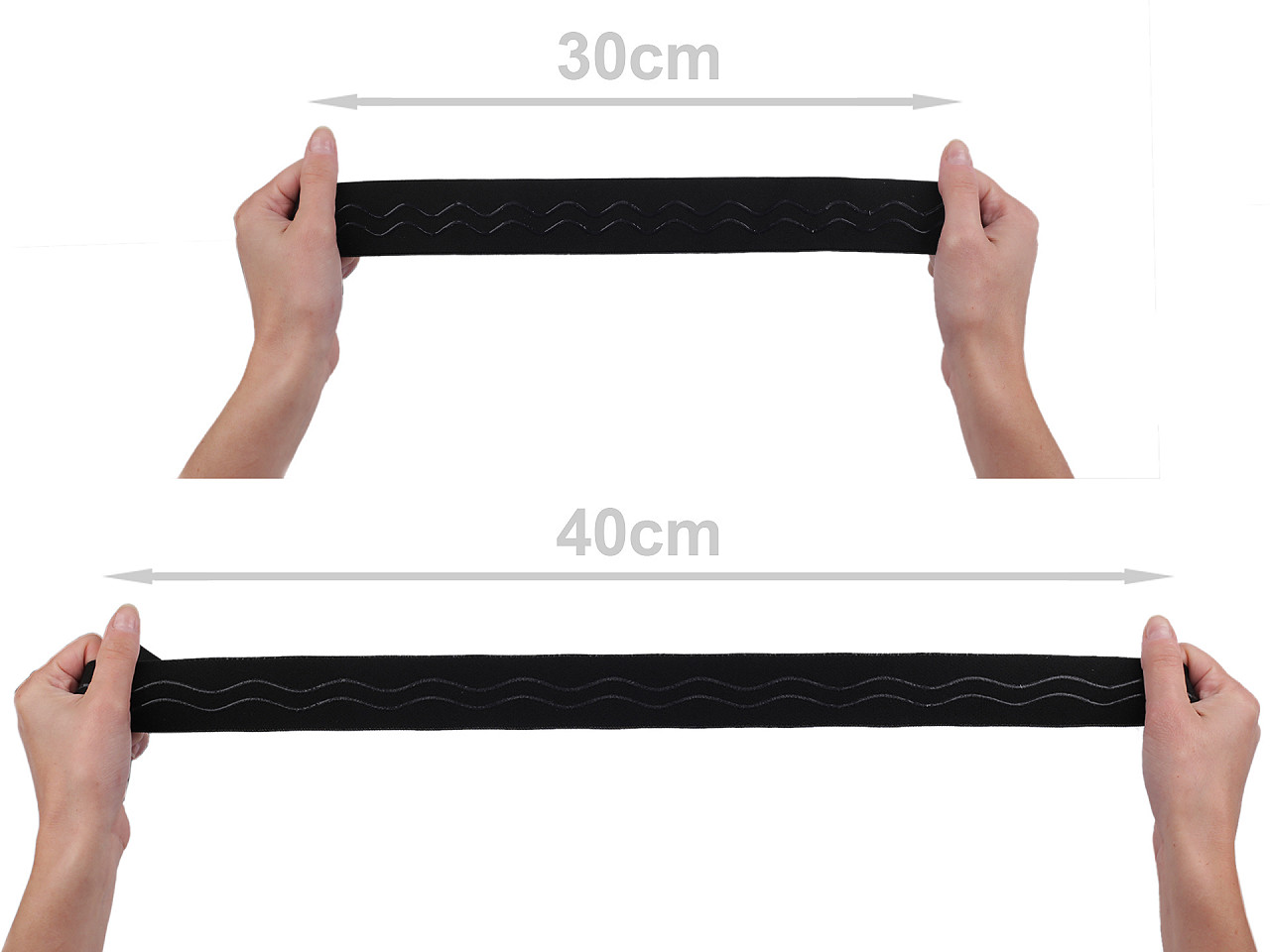 Banda elastica cu silicon latime 40 mm - Negru (1 Metru)