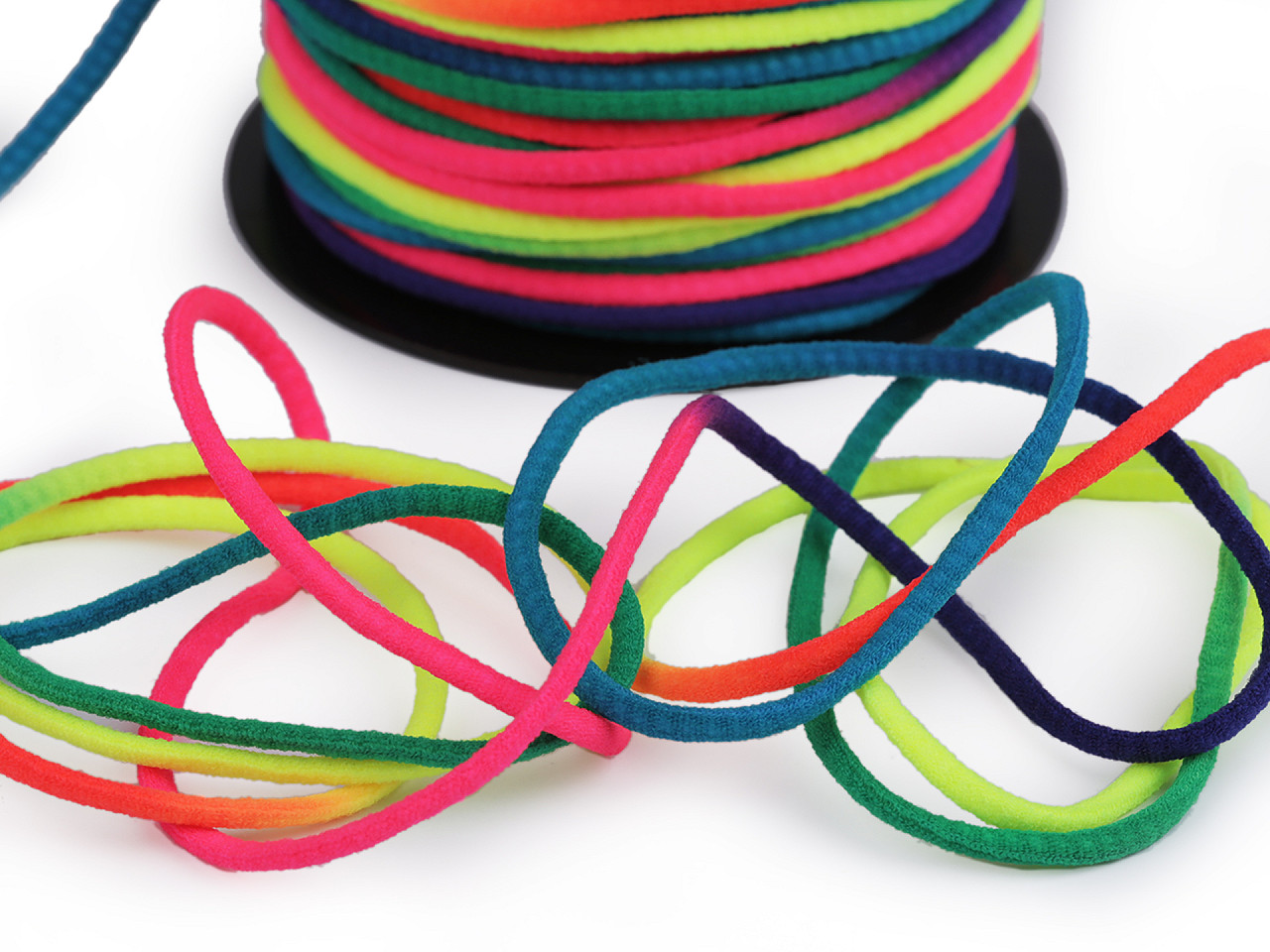 Snur elastic rotund curcubeu ø3 mm moale - Multicolor (1 Metru)