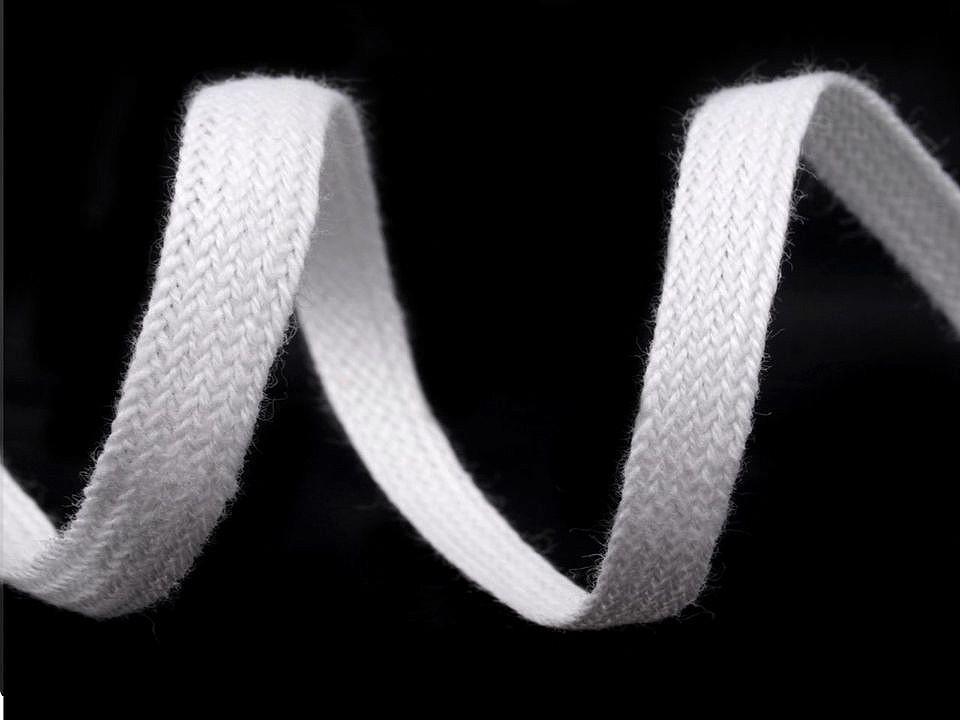 Bandă bumbac, confecții nou nascuți, lățime  5 mm - Alb (100 Metri)