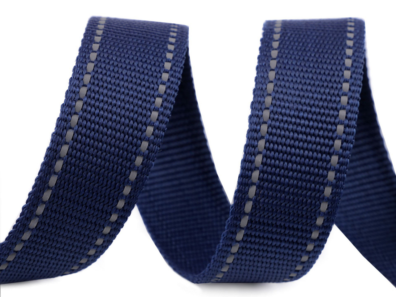 Chingă cu cusătură reflectorizantă, lățime 30 mm - Albastru închis (1 Metru)