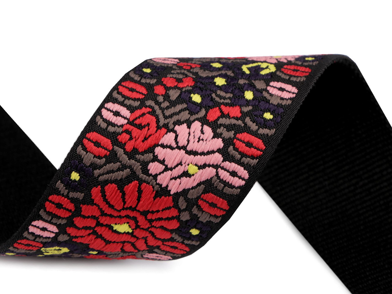 Chinga cu broderie latime 50 mm - Roșu (1 Metru)