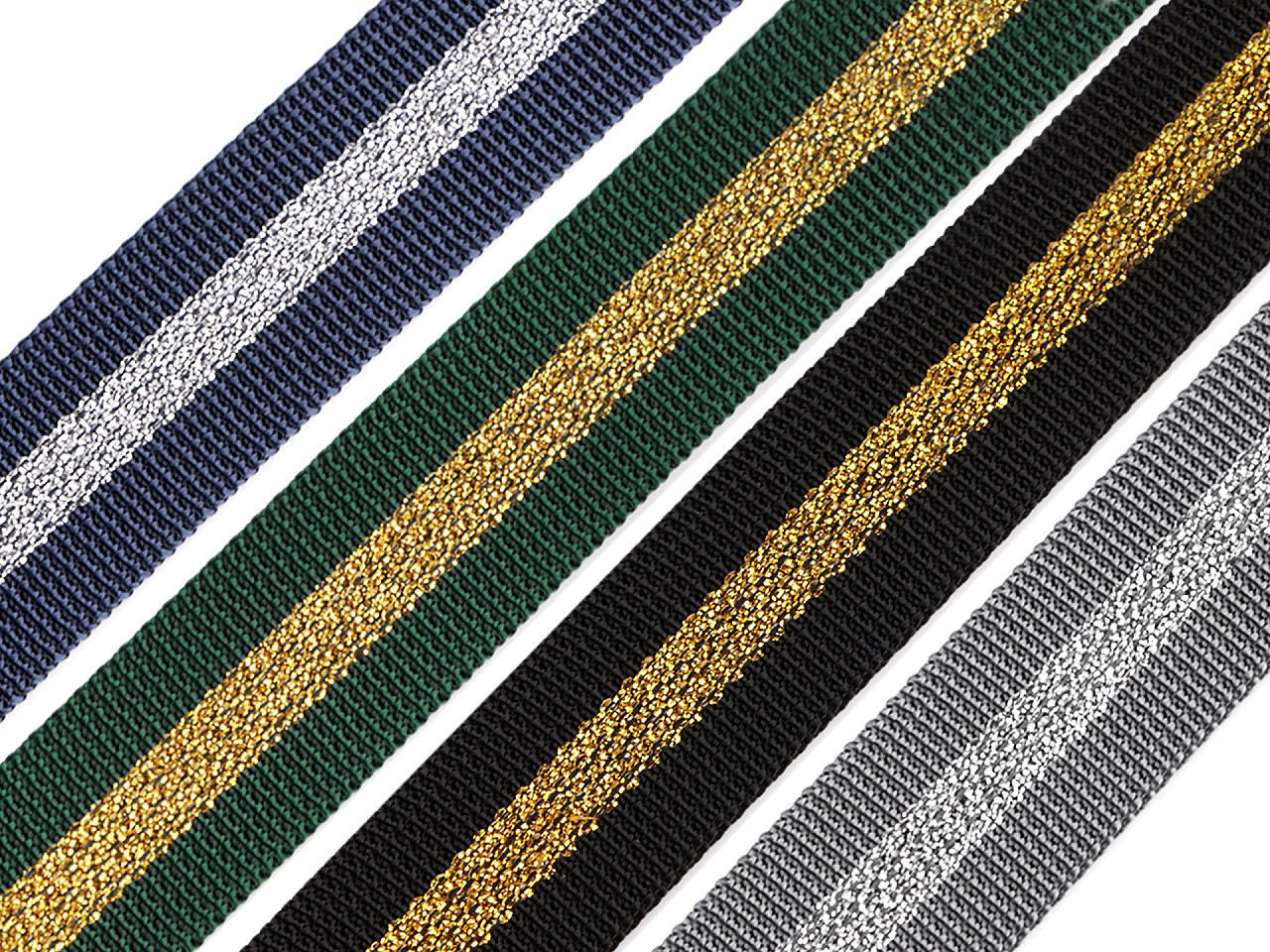 Chingă din polipropilenă cu lurex, latime 25 mm - Verde închis (1 Metru)