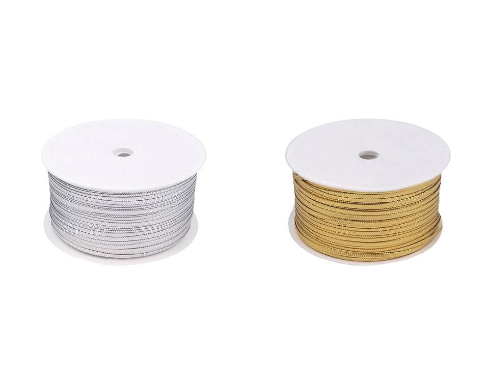 Şnur plat lurex, gol în interior, lățime 2,5 mm - Auriu (200 Metri) Şnur plat lurex, gol în interior, lățime 2,5 mm - Auriu (200 Metri)