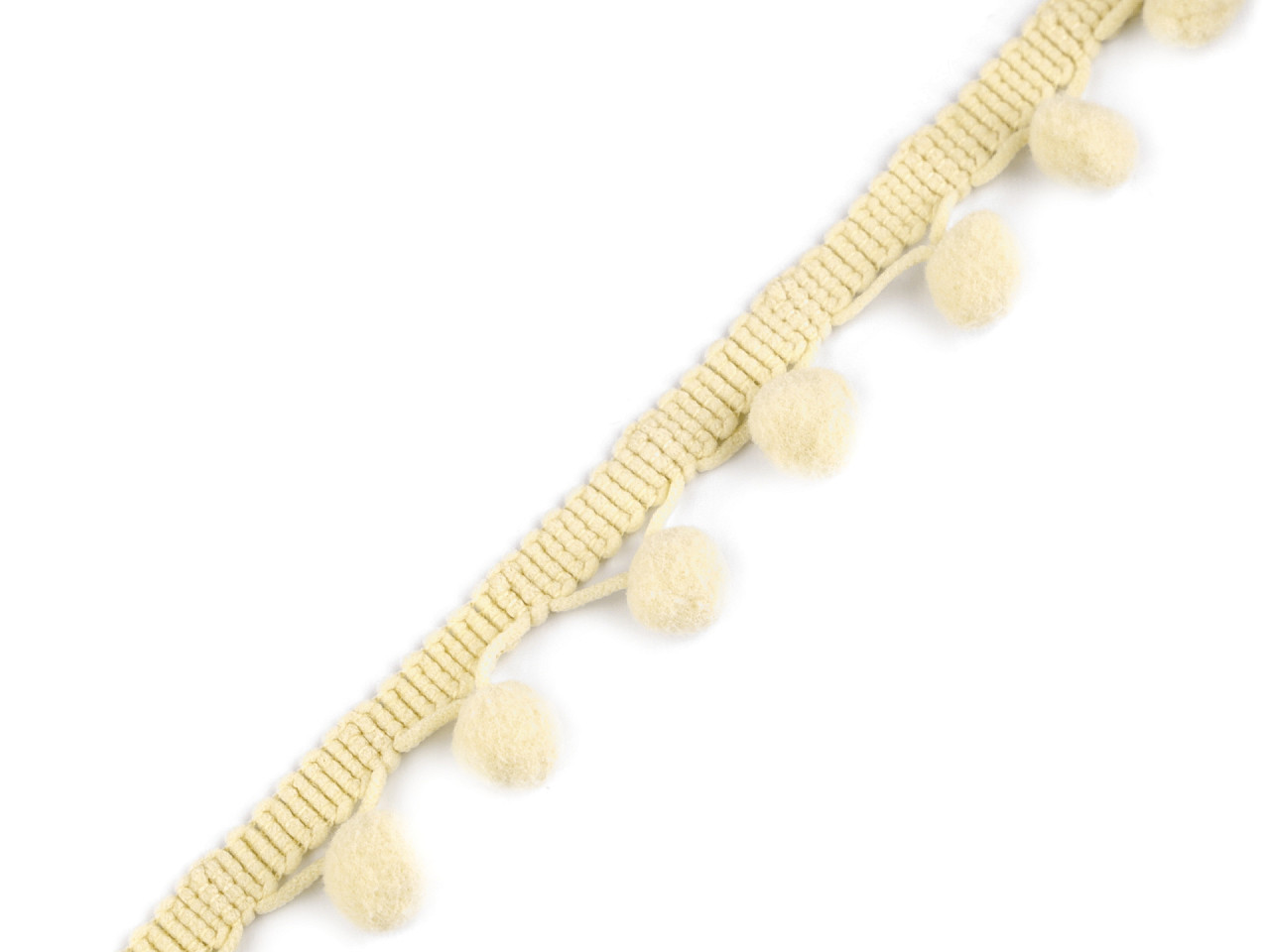 Bandă cu ciucuri, lățime 20 mm - Galben vanilie (1 Metru)