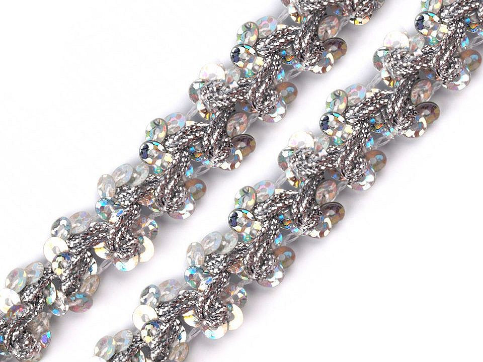 Bandă decorativă cu paiete, lățime 15 mm - Auriu (1 Metru)