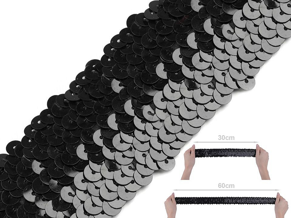 Bandă elastică cu paiete, lățime 45 mm - Auriu (1 Metru)