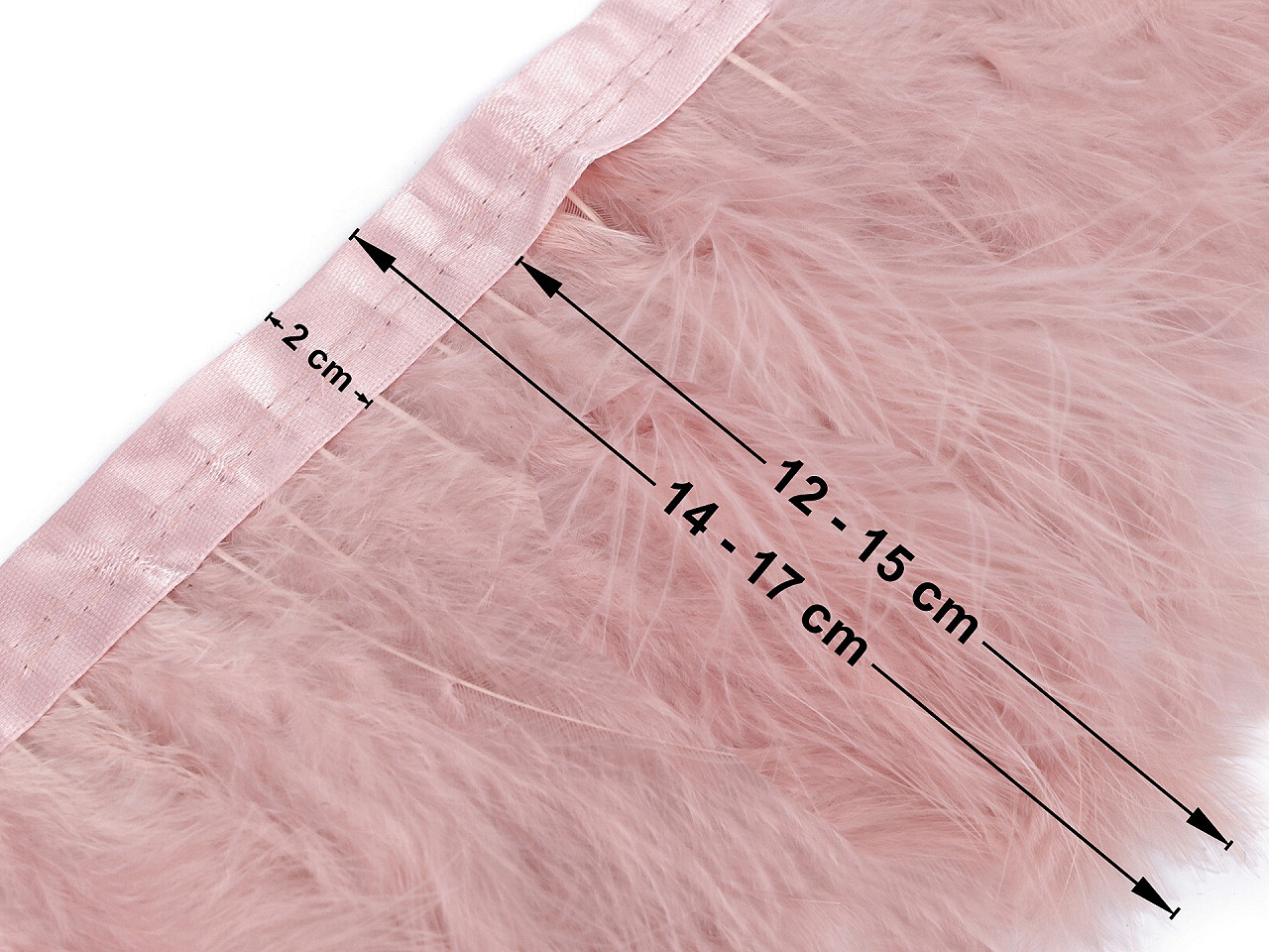 Bandă din pene de barză marabou 12-15 cm - Alb (1 Bucată)