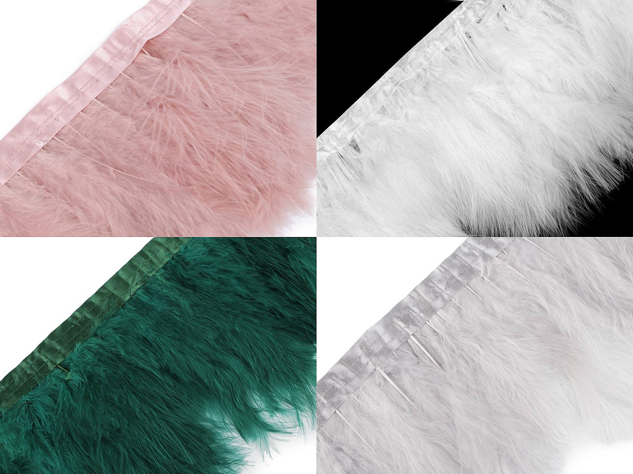 Bandă din pene de barză marabou 12-15 cm - Alb (1 Bucată)