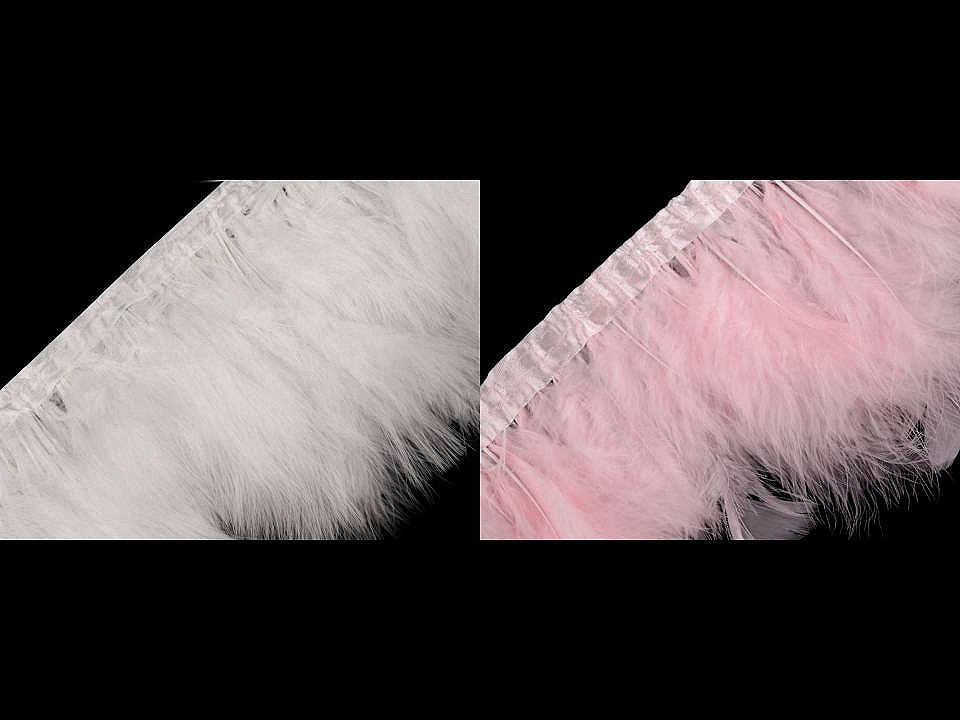 Bandă din pene de barză marabou 12-15 cm - Alb (1 Bucată)