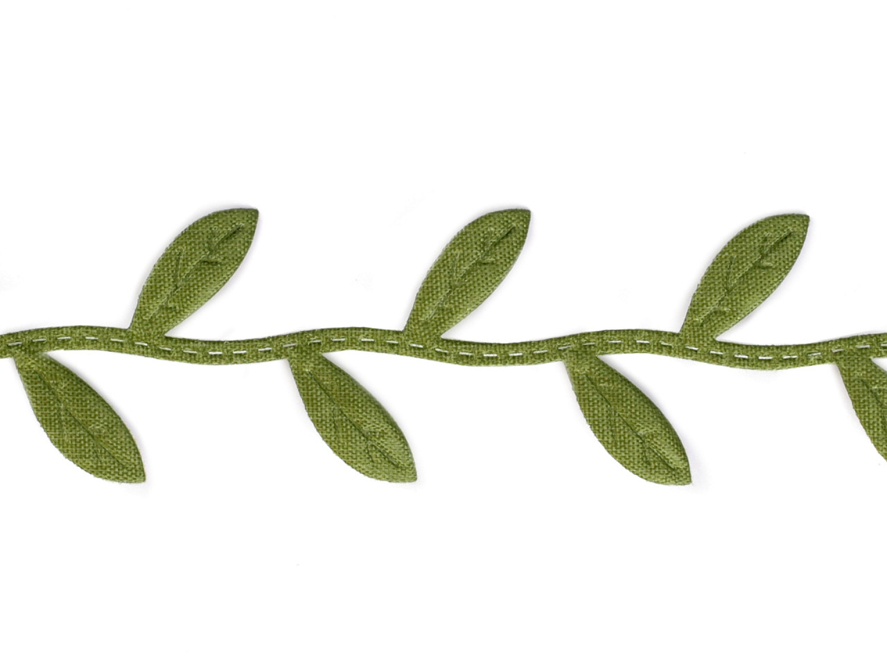 Bandă decorativă cu frunze din satin - Verde (1 Metru)