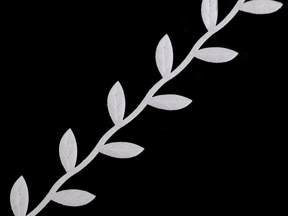 Bandă decorativă cu frunze din satin - Verde (1 Metru)