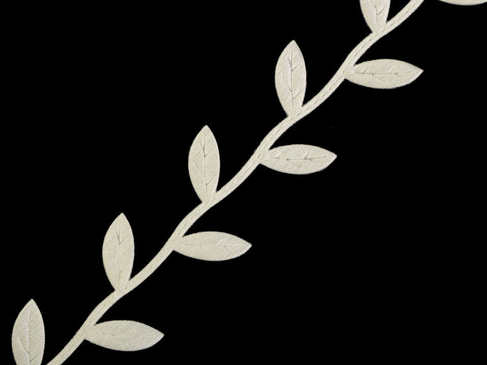 Bandă decorativă cu frunze din satin - Verde (1 Metru)