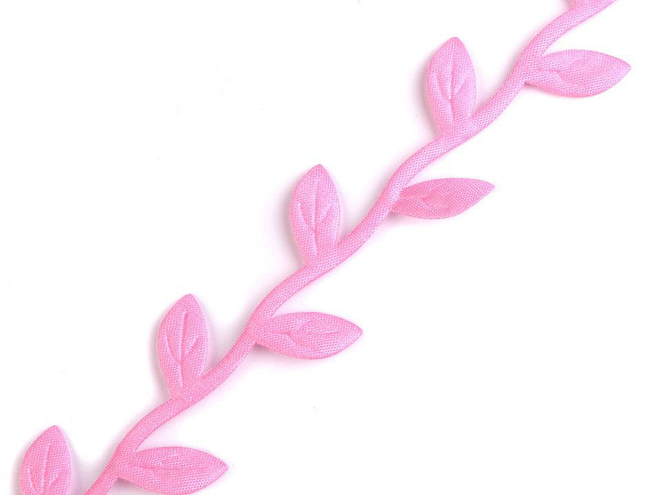 Bandă decorativă cu frunze din satin - Verde (1 Metru)